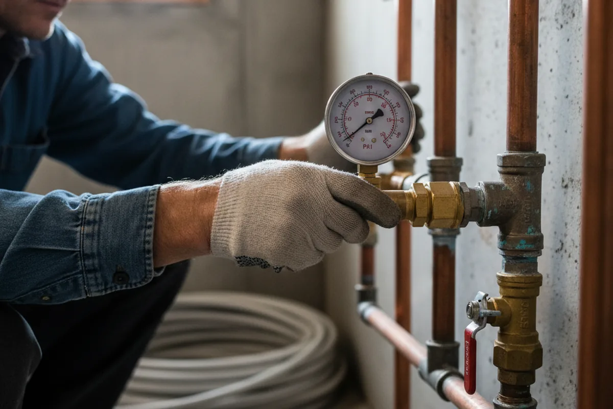 Pressure testing a repaired line during Water Line Repair in Summitville